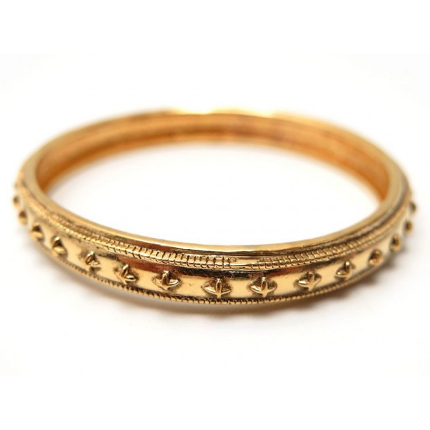 BRACELET CHANEL JONC EN METAL DORE MOTIFS CROIX CROSS DESIGN GOLDEN BANGLE