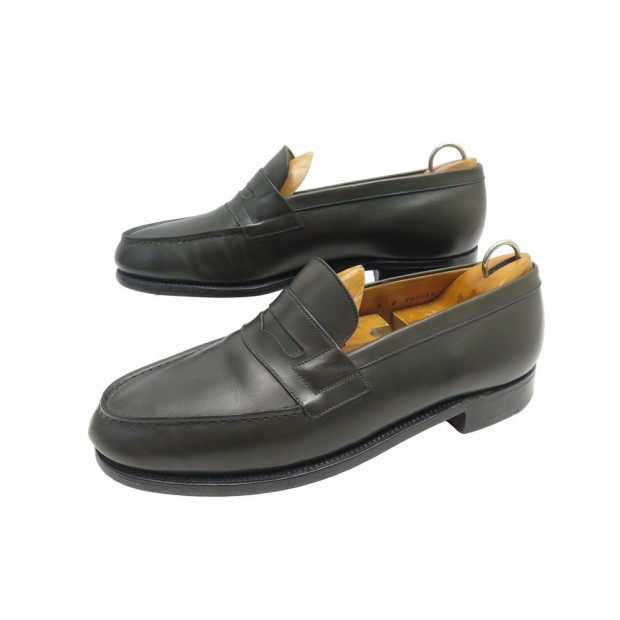 CHAUSSURES JM WESTON MOCASSINS 6E 41 LARGE EN CUIR VERT+ EMBAUCHOIRS SHOES 770€