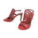 NEUF CHAUSSURES HERMES NAUTILUS ESCARPINS 40 CUIR ROUGE COUPE LASER SHOES 1060€