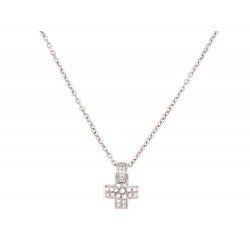 COLLIER POMELLATO PENDENTIF CROIX DIAMANTS 0.5 CT EN OR BLANC 18K 9.3GR NECKLACE