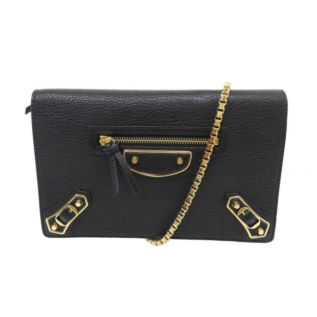 NEUF SAC PORTEFEUILLE BALENCIAGA WALLET ON CHAIN METALLIC EDGE 444169 PURSE 995€