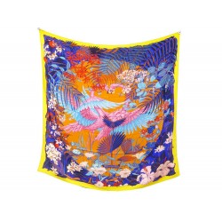 NEUF CHALE HERMES FLAMINGO PARTY H242898S07 CACHEMIRE ET SOIE BLEUS SHAWL 1180€