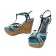 CHAUSSURES LOUIS VUITTON 37 SUMMERTIME SANDALES COMPENSES CUIR BLEU SANDALS 850€