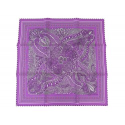 NEUF FOULARD HERMES BANDANA CARRE 70 CM SOIE VIOLET NEW PURPLE SILK SCARF 375€