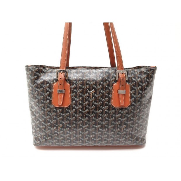 SAC A MAIN GOYARD MARIE GALANTE MM EN TOILE & CUIR MARRON HAND BAG PURSE 2300€