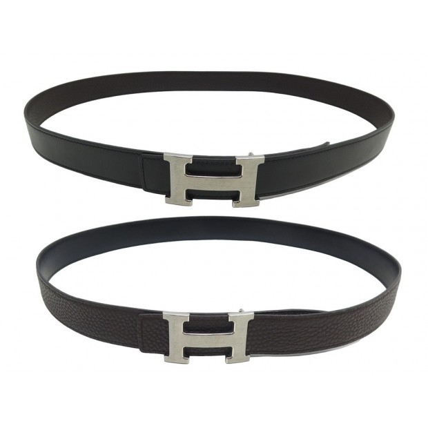 CEINTURE HERMES CUIR REVERSIBLE 32 MM BOUCLE H GRIS MOYEN T 95 LEATHER BELT 755€