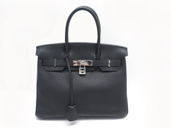 sac a main hermes birkin 30 en cuir togo noir palladie