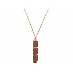 COLLIER HERMES CHARNIERE GM 84 CM CUIR METAL DORE LEATHER GOLDEN NECKLACE 850€