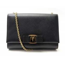 NEUF SAC A MAIN SALVATORE FERRAGAMO VARA B558 BANDOULIERE CUIR NOIR HANDBAG 720€