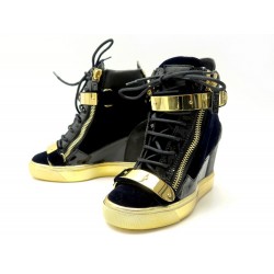 NEUF CHAUSSURES GIUSEPPE ZANOTTI COBY WEDGE 35 BASKETS A TALONS COMPENSES 995€