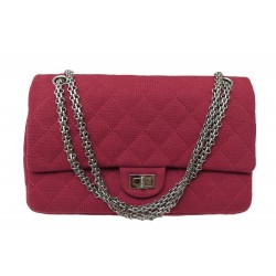 NEUF SAC A MAIN CHANEL 2.55 EN JERSEY ROUGE & PALLADIUM BANDOULIERE PURSE 9800€