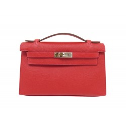 NEUF SAC A MAIN HERMES POCHETTE KELLY MINI CUIR EPSOM ROUGE RED PURSE HAND BAG