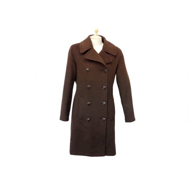 NEUF MANTEAU LONG HERMES 40 M EN CACHEMIRE DEGRADE CHOCOLAT CASHMERE COAT 5000€