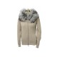 NEUF VESTE ZIPPEE MALO 40 IT 38 FR GILET EN CACHEMIRE COL FOURRURE RENARD 1350€