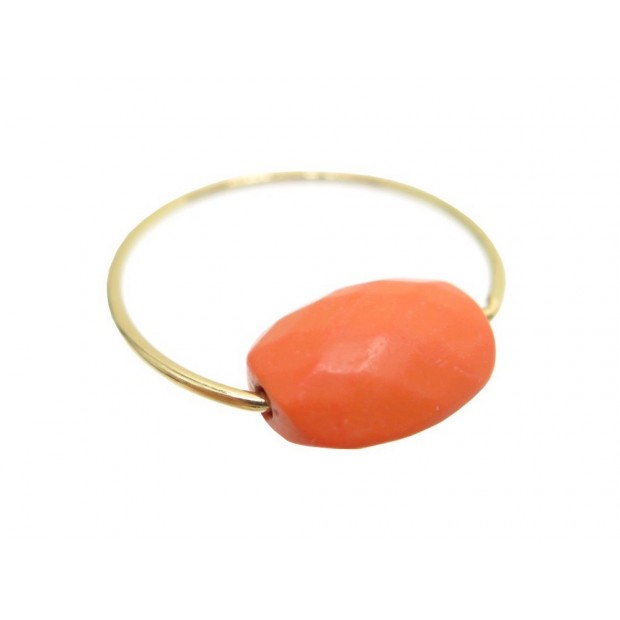 BAGUE MORGANNE BELLO FRIANDISE T 54 COUSSIN QUARTZ ORANGE OR JAUNE 18K RING 240€