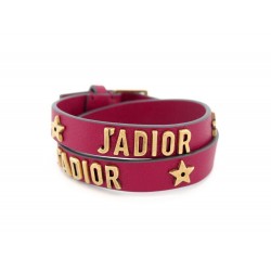 NEUF BRACELET DIOR DOUBLE TOUR J'ADIOR 16/18 CUIR ROUGE RED LEATHER STRAP 490€
