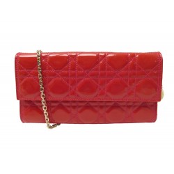 SAC A MAIN CHRISTIAN DIOR POCHETTE LADY WOC EN CUIR CANNAGE ROUGE BAG 2000€