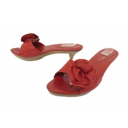 CHAUSSURES YVES SAINT LAURENT MULES ROSES 37 EN CUIR ROUGE SANDALES SHOES 745€