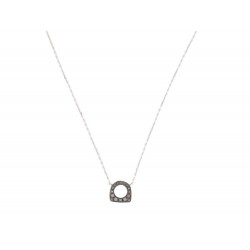 COLLIER FRED SUCCESS MINI ETRIER EN OR BLANC 18K & DIAMANTS NOIRS 0.2CT + BOITE