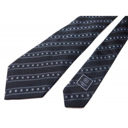 NEUF CRAVATE CHANEL MOTIFS LOGO CC EN SOIE NOIR POUR HOMME MEN BLACK SILK TIE