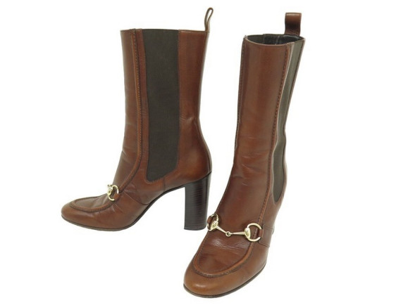 chaussures gucci bottines mors 163415 36.5 cuir marron