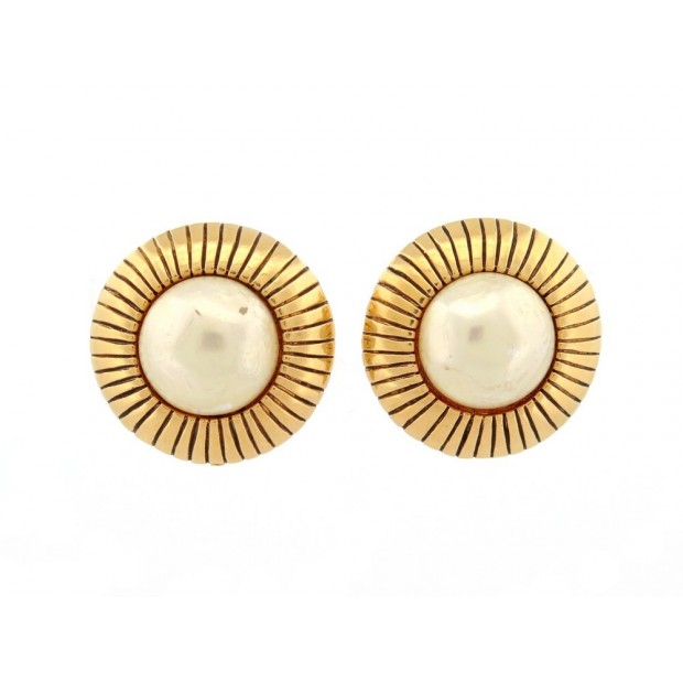 VINTAGE BOUCLES D'OREILLES CHANEL 1983 DE CASTELLANE RONDES AVEC PERLES EARRINGS