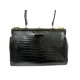 VINTAGE SAC A MAIN HERMES DOCTEUR 404 EN CUIR DE CROCODILE NOIR DOCTOR HAND BAG