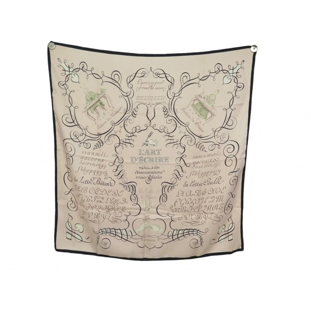 VINTAGE FOULARD HERMES L'ART D'ECRIRE MAURICE TRANCHANT CARRE 90 SOIE SCARF 495€