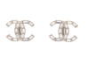 boucles d'oreilles chanel logo cc strass en