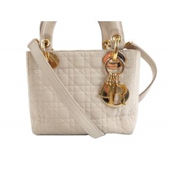 SAC A MAIN CHRISTIAN DIOR MINI LADY 17 CM BANDOULIERE EN TOILE BEIGE PURSE 2300€