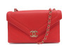 sac a main chanel enveloppe cuir chevron rouge