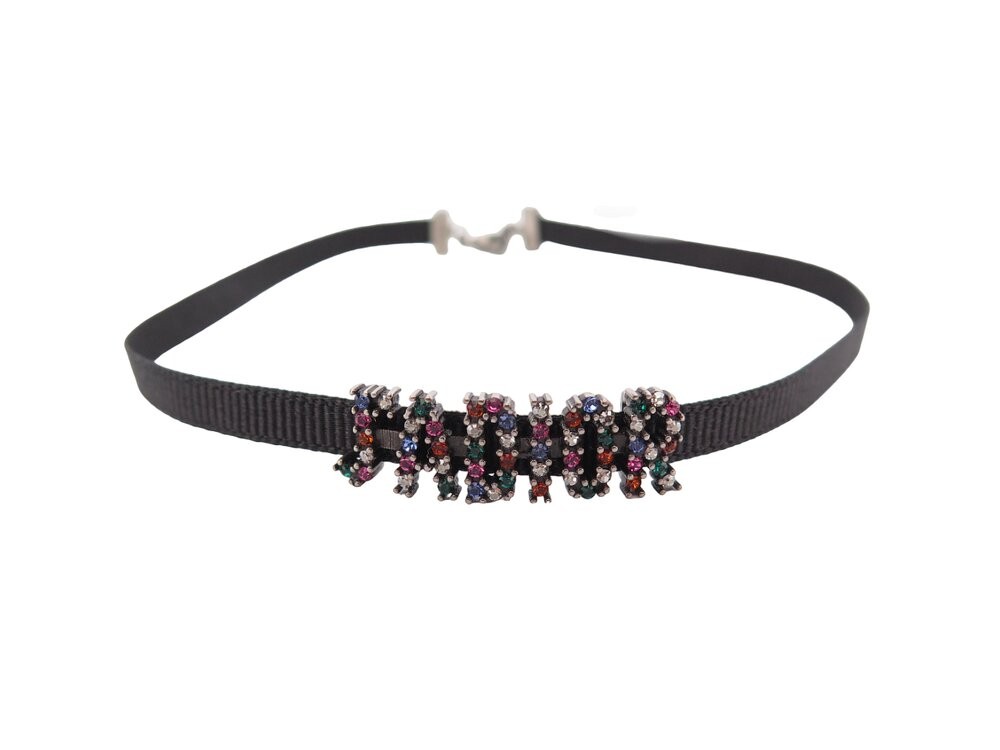 collier ras du cou dior choker logo strass