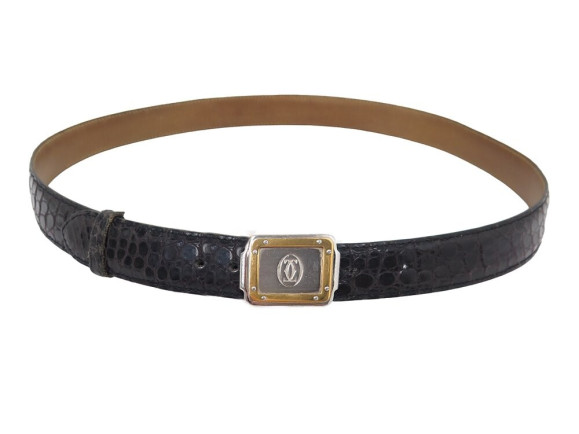 ceinture cartier santos en cuir crocodile marron