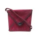 VINTAGE SAC A MAIN HERMES POCHETTE ENVELOPPE 25 CM EN DAIM BORDEAUX BAG PURSE