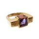 VINTAGE BAGUE EN OR JAUNE 18K T 56 SERTIE DE 3 PIERRES AMETHYSTE 18K GOLD RING