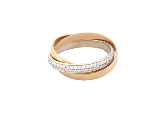 bague cartier trinity pm 3 ors diamants 54 or jaune