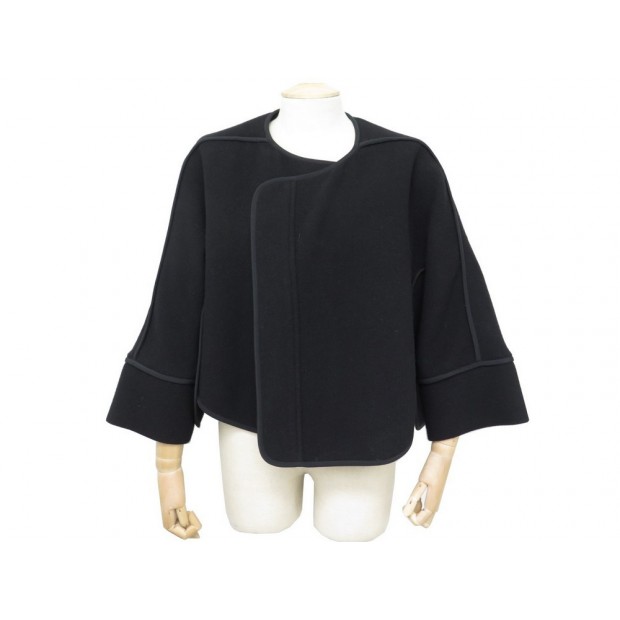 VESTE CHLOE 40 M MANTEAU FEMME CAPE EN LAINE NOIR BLACK WOOL JACKET COAT 1290€