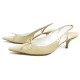 CHAUSSURES CHANEL CC 40.5 ESCARPINS A BRIDE CUIR BEIGE MULES A TALONS SHOES 680€