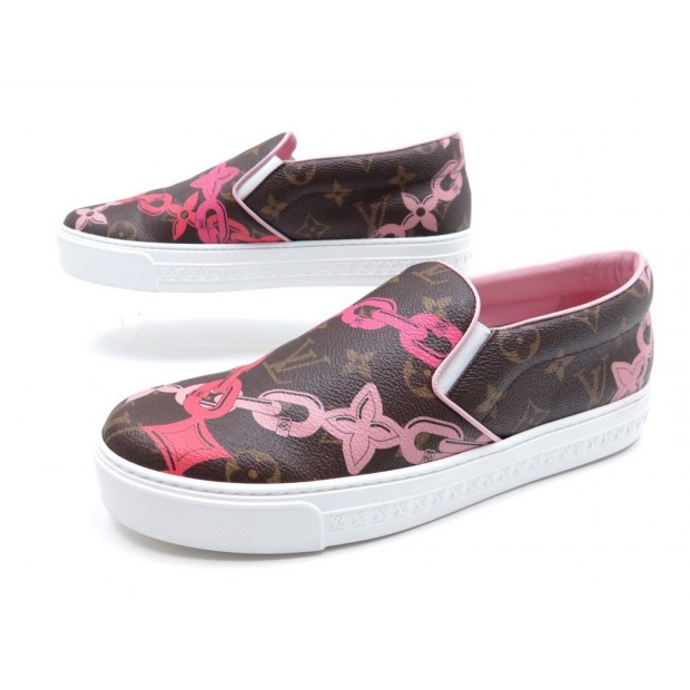 NEUF CHAUSSURES LOUIS VUITTON HARBOR SNEAKER BASKETS 39.5 EN TOILE MONOGRAM 610€