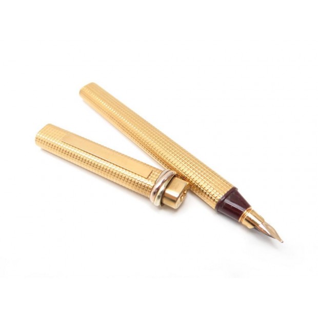 STYLO PLUME CARTIER TRINITY EN PLAQUE OR + ECRIN FOUNTAIN PEN GOLD PLATED 700€