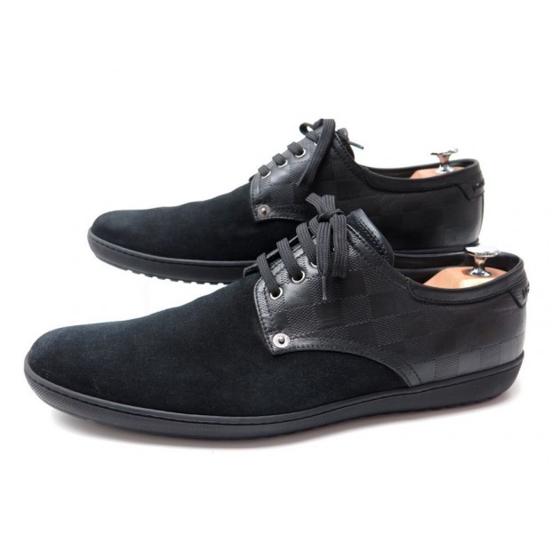 CHAUSSURES LOUIS VUITTON TEAM DERBY 9.5 44 BASKETS CUIR DAIM NOIR SAC SHOES 500€