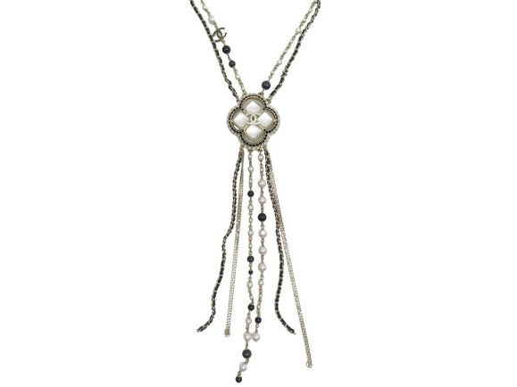  collier chanel gripoix perles chaines strass 95