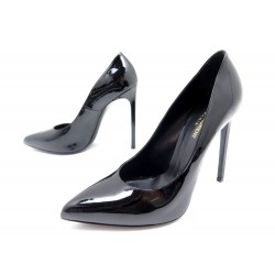 NEUF ESCARPINS SAINT LAURENT CUIR VERNI NOIR 40 