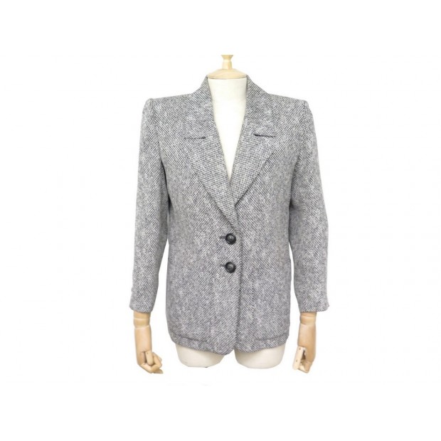 VINTAGE VESTE YVES SAINT LAURENT S 36 FEMME EN LAINE GRIS GREY WOOL JACKET 2000€