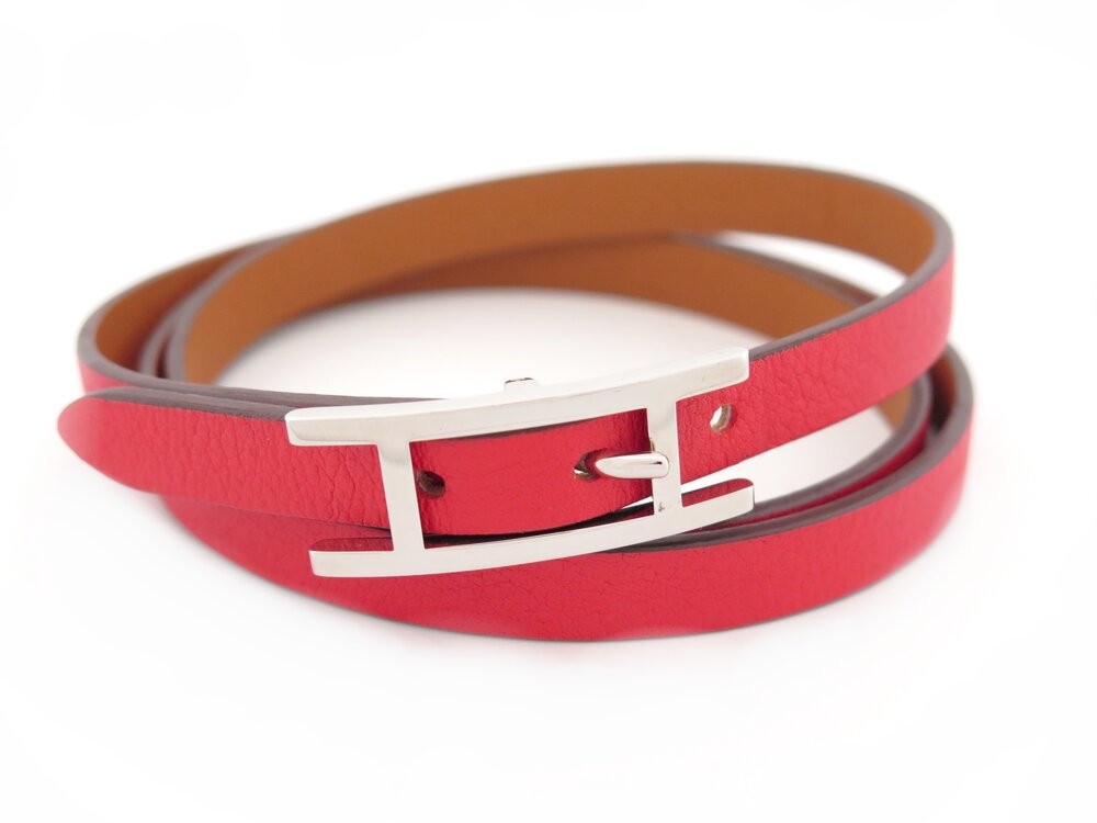 Hermès Bracelet triple tour en cuir Hapi bracelet hermes hapi 3 triple tour t19 en cuir veau