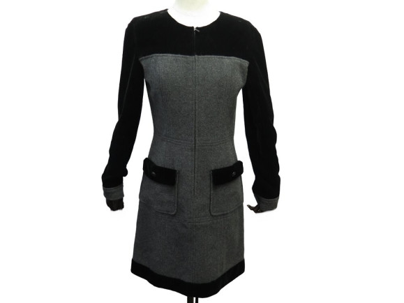 robe chanel longue a zip p46612w05367 velours et