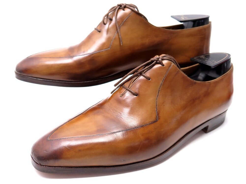 Chaussures Richelieu BERLUTI Olga 349 En Cuir Patiné | Pointure 43, Couleur Bordeaux | Occasion Très Bon état