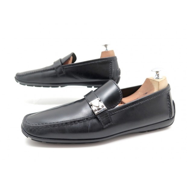 NEUF CHAUSSURES LOUIS VUITTON RACETRACK 9 43 MOCASSINS EN CUIR NOIR SHOES 480€