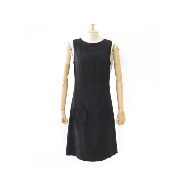 ROBE LONGUE CHRISTIAN DIOR M 40 EN VISCOSE NOIR MONOGRAMME BLACK DRESS 1500€