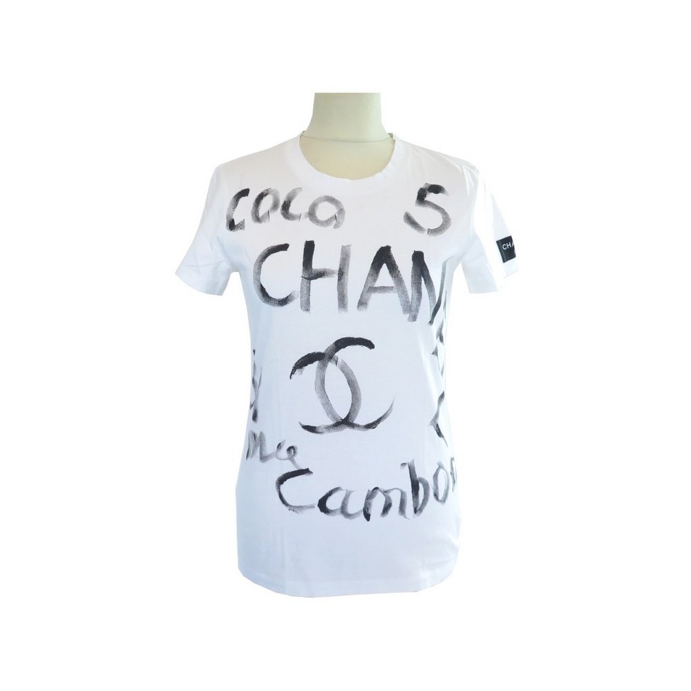 Chanel 1,2K$ CC Logo GREECE T-shirt Black Cotton ref.401710 - Joli Closet